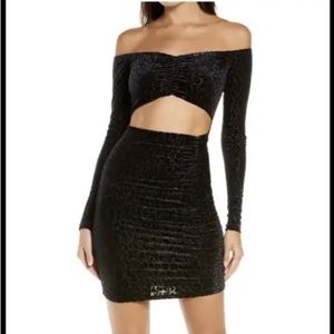 Naked Wardrobe Black Leopard Print Mini Dress Worn Once